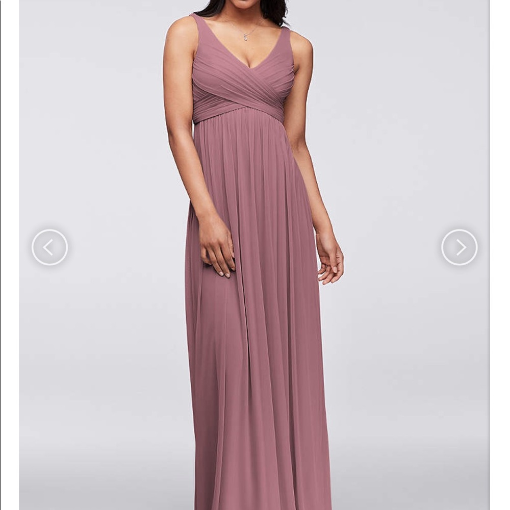 David’s Bridal Long Mesh Dress w/ Cowl Back Detail
